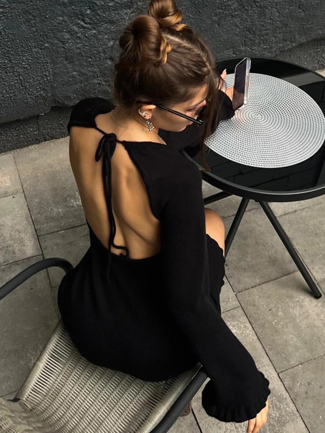 Long Sleeve Backless Sweater Dress Aclosy Long Sleeve Backless Sweater Dress Aclosy