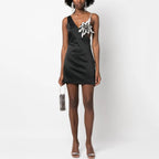 Sleeveless V-neck SUNFLOWER Diamond Mini Slim Fit Dress Aclosy