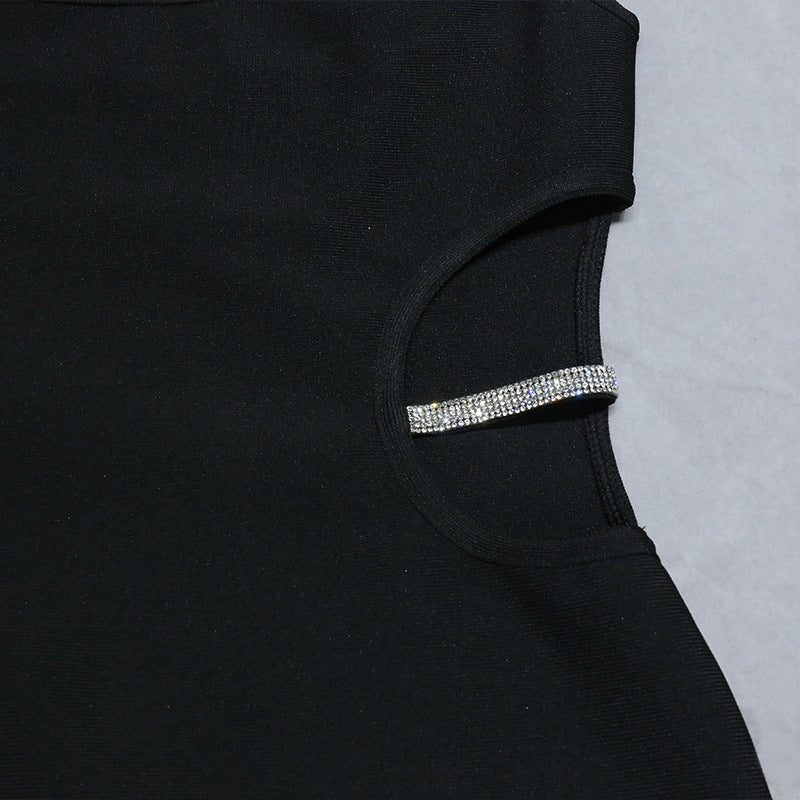 Diamond-embedded Elegant Long Bandage Suspender Skirt aclosy