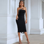 Summer Elegant Lady One-shoulder Midi Dress Aclosy
