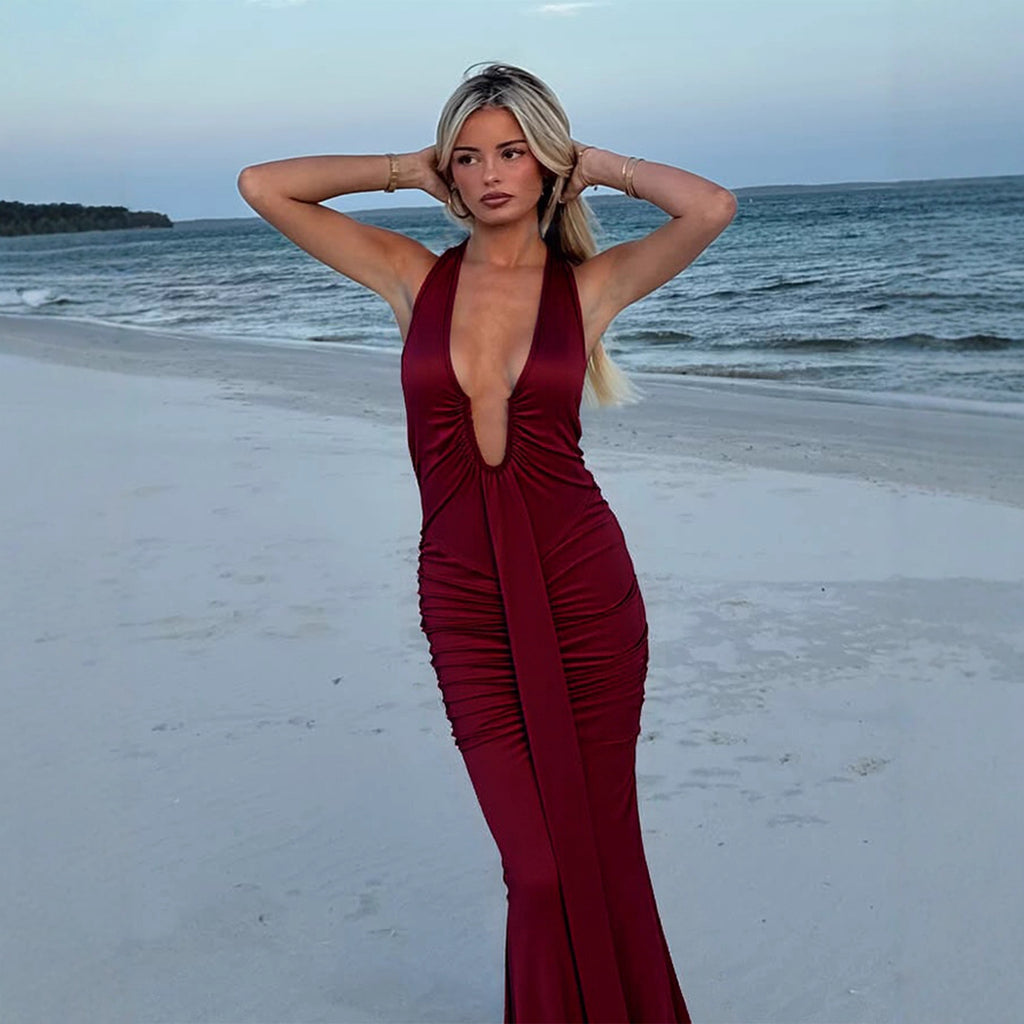 Taeya Sleeveless Long Pleated Mermaid Party Dress