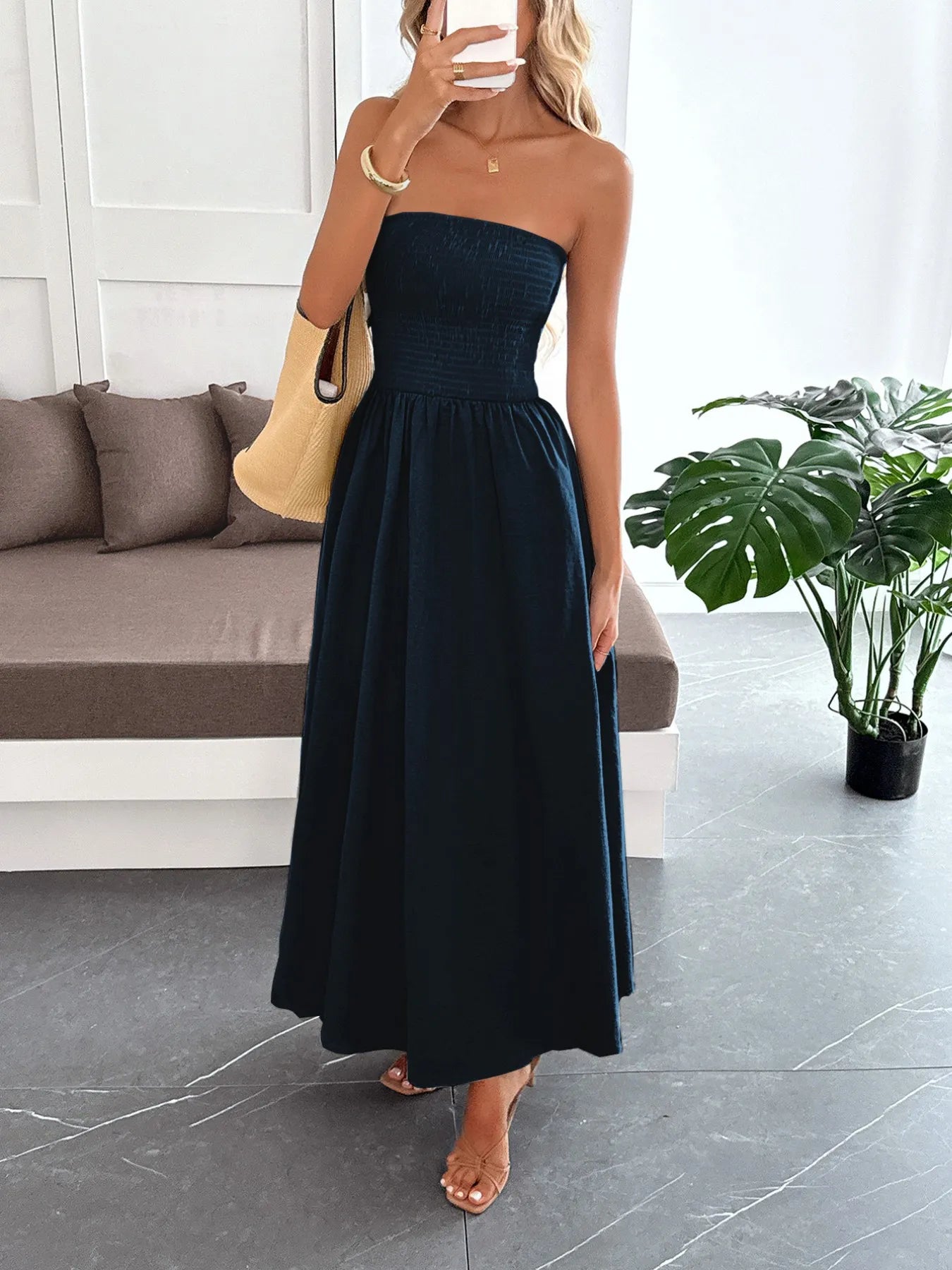 smocked tube maxi dress Smocked Tube Maxi Dress – Aclosy
