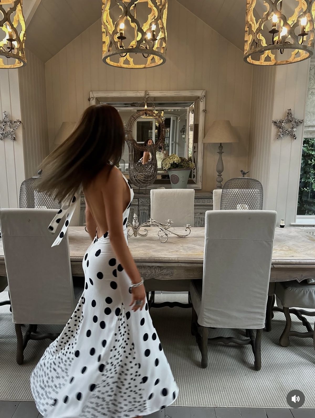Backless Halter Neck Polka Dot Maxi Dress
