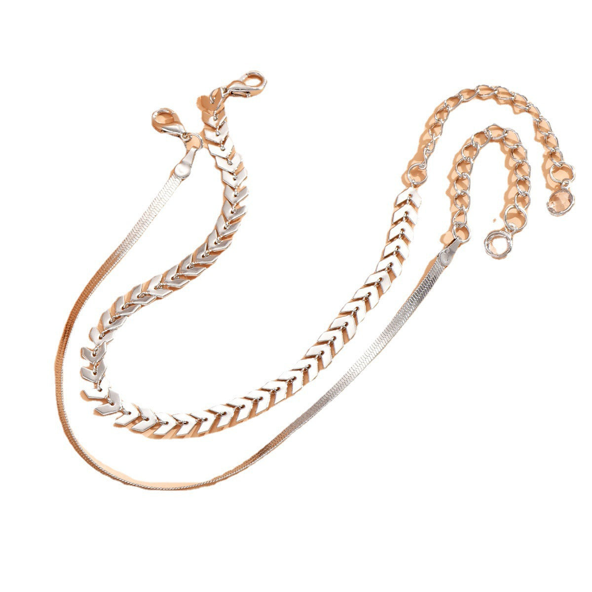 Simple Chain Snake Bones Chain Anklet Two-piece Set aclosy