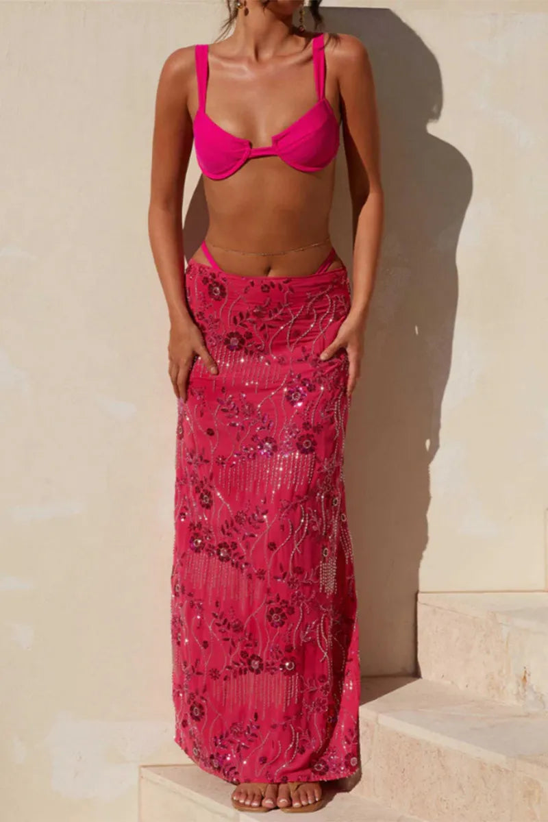 Elegant Sequin Embroidered Long Bodycon Skirt