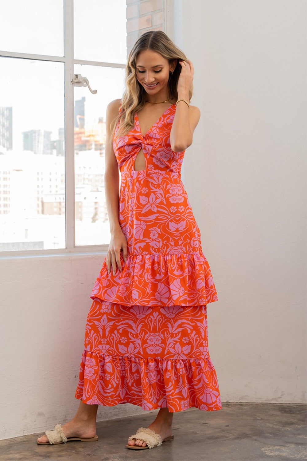 Sew In Love Full Size Floral Ruffled Maxi Sleeveless Dress Trendsi