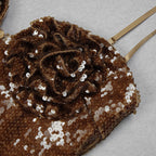 Champagne Gold Sequin Sling Ladies Dress aclosy