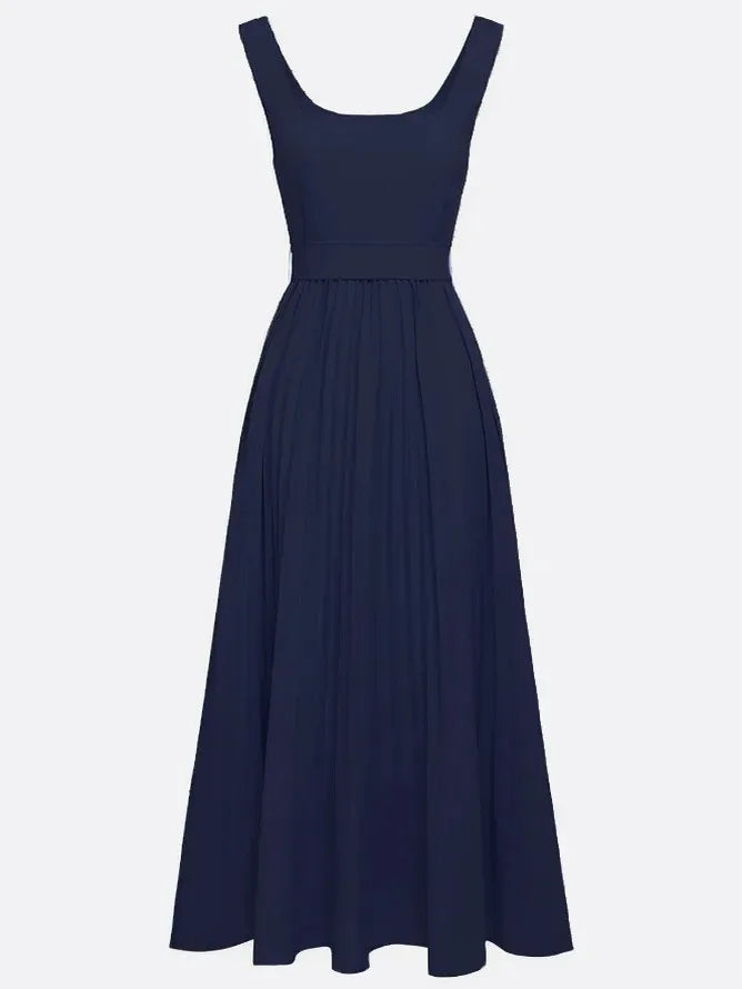 WELANA ELEGANT PLEATED MAXI DRESS