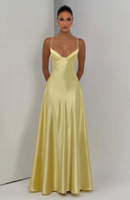 Alana Strapless Satin Cinched-Waist Maxi Evening Gown