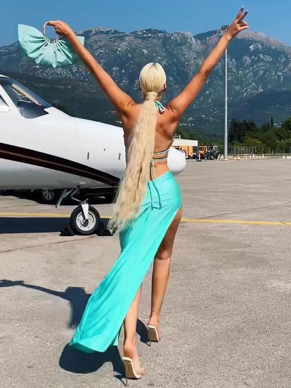 Back Strap Chest Wrap Shell Diamond Solid Color Dress Aclosy