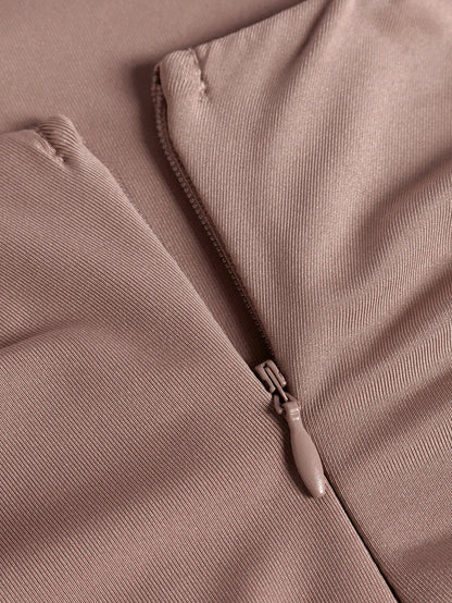 ALANA FISHBONE BACKLESS EVENING MAXI DRESS