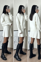 KLANA SWEATER SKIRT SET KNIT VERSATILE PULLOVER