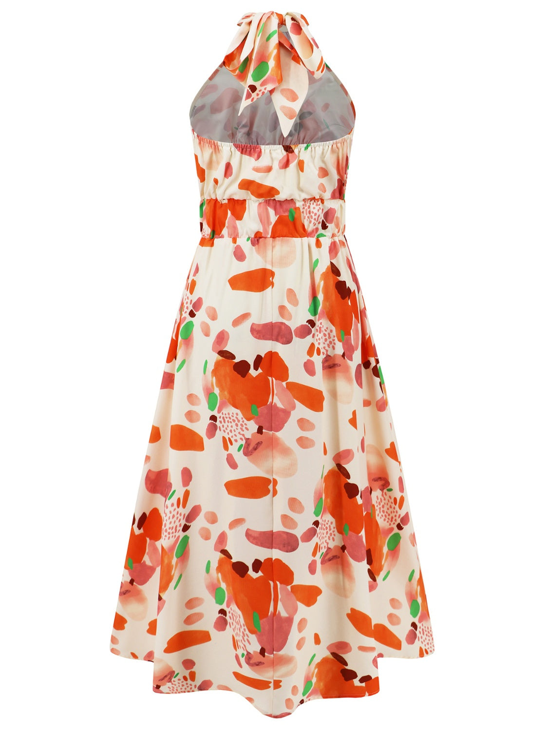 Ruched Printed Halter Neck Sleeveless Dress Trendsi