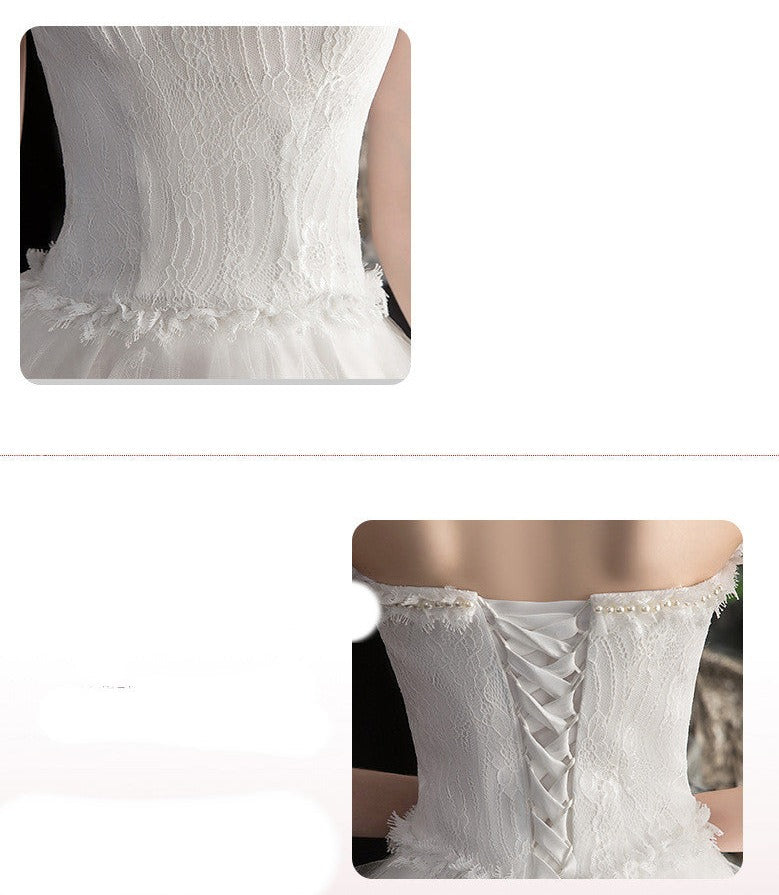 Short Front And Back Length Small Trailing Wedding Dress Aclosy