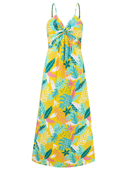 Twisted Printed V-Neck Cami Dress Trendsi