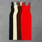 Elegant Floral Beaded Bandage Maxi Dress