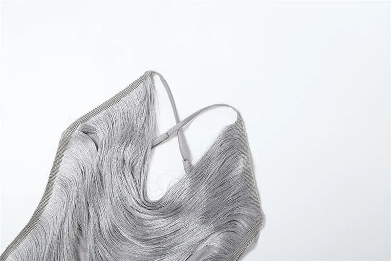 Elika Silver Backless Party Mini Dress