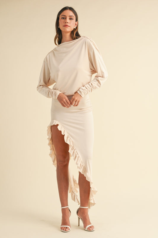 Mable Backless Asymmetric Ruffle Hem Dress Trendsi