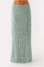Elegant Sequin Embroidered Long Bodycon Skirt