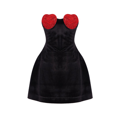 Velvet Dress Female Heart-shaped Hot Girl Niche Dress Dress Aclosy