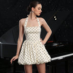 Polka Dot Brace Waist-tight Halter Holiday Tulle Tutu Dress #aclosyESL