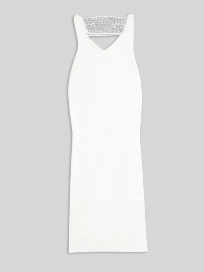 Allure Backless Cutout Diamond Maxi Dress