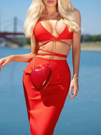 Women's Fashion Wrapped Chest Strap Dress aclosy