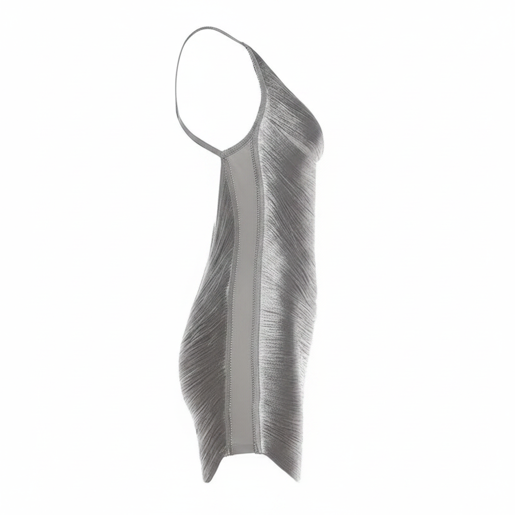Elika Silver Backless Party Mini Dress