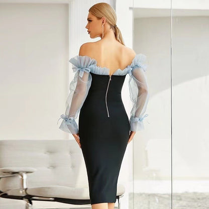 Women's Fashion Temperament Halter High Waist Package Hip Zipper Dress Aclosy
