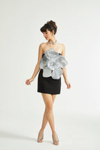 Spring Three-dimensional Sequined Large Flower Decoration Dress Aclosy