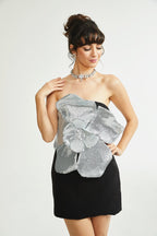 Spring Three-dimensional Sequined Large Flower Decoration Dress Aclosy