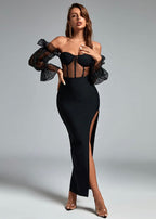 Yarn Long Sleeve Party Wedding Toast Small Dress aclosy