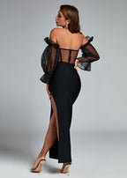 Yarn Long Sleeve Party Wedding Toast Small Dress aclosy