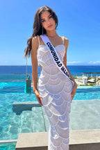 Hollow-out Camisole Beads Banquet Evening Dress (Copy) Aclosy