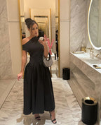 Chic Irregular High-waisted Skirt Dress