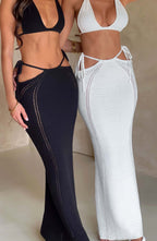 Backless Lace Up Vest High Waist Slim Skirt Suit For Women aclosy