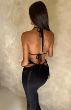 Backless Lace Up Vest High Waist Slim Skirt Suit For Women aclosy