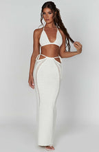 Backless Lace Up Vest High Waist Slim Skirt Suit For Women aclosy