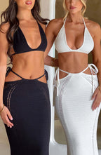 Backless Lace Up Vest High Waist Slim Skirt Suit For Women aclosy