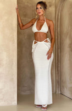 Backless Lace Up Vest High Waist Slim Skirt Suit For Women aclosy