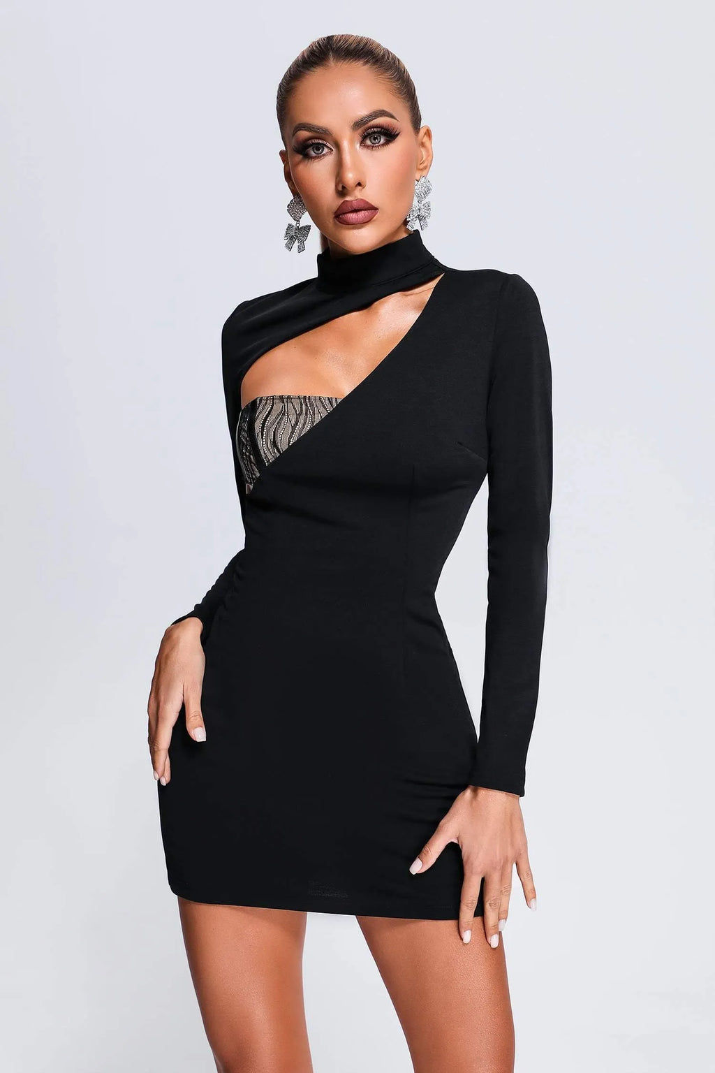 Alyia Cutout Black Mini Dress