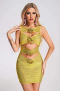 Women's Hollow Hot Drilling Skinny Sheath Dress Aclosy