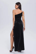 Chic Diva Maxi Cutout Velvet Rhinestone Dress aclosy