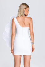 Aluya Oblique Shoulder Elegant Dress