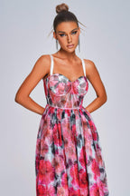Floral Chiffon Strap Tube Top Dress New Retro aclosy