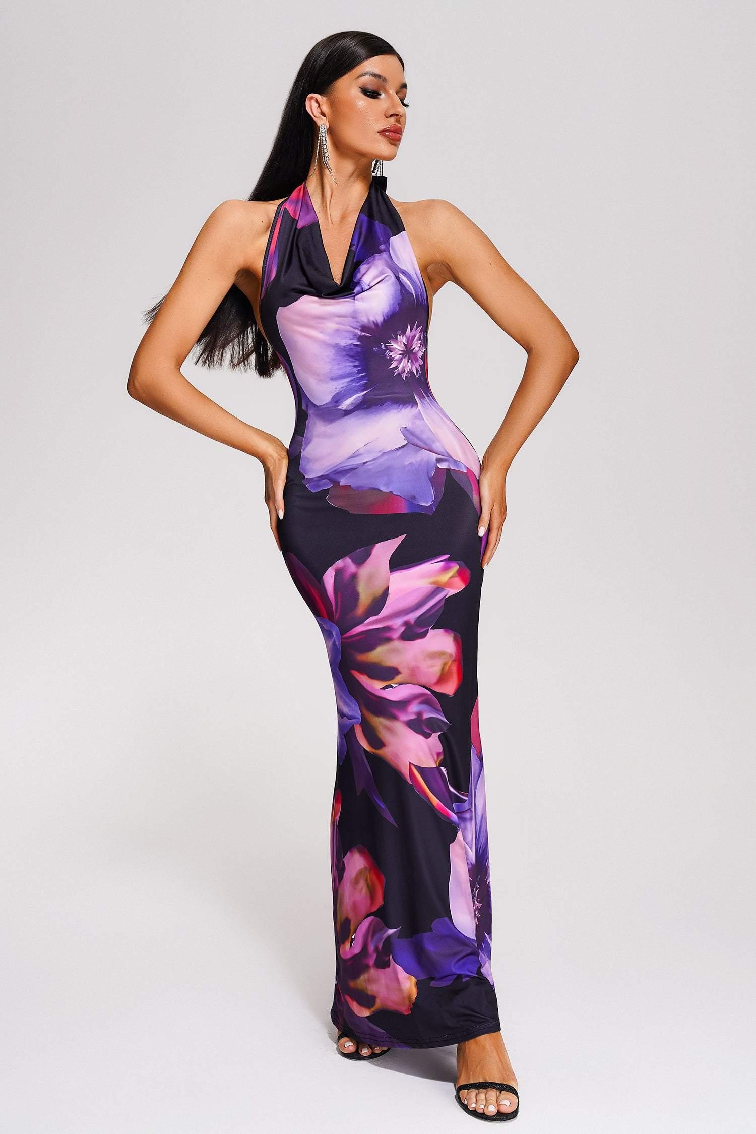 Cocktail Maxi Wrap Low Neck Dress Aclosy