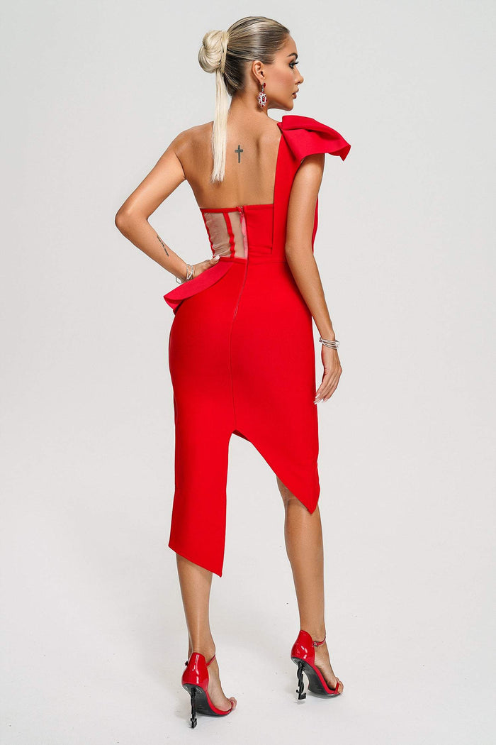 Women's Fashion Three-dimensional Ruffled Shoulder Dress aclosy