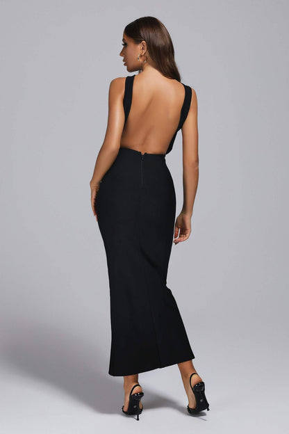 Women's Fashionable Elegant Slim-fit Solid Color Dress aclosy