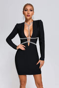 Women's Metal Chain Sexy Low-cut Buttock Dress aclosy