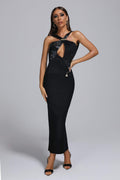 Women's Fashionable Elegant Slim-fit Solid Color Dress aclosy